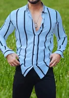 Lycra Printed Shirt For Men, Blue 