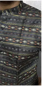 Cotton Blend Printed Short Kurta for Men 