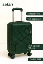 Safari Carter Cabin Size Trolley Bag Hard Shell Spinner Luggage, 55 cm, Dusk Green 