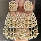 Gold Plated Pearl fitted Big Earrings for Women 