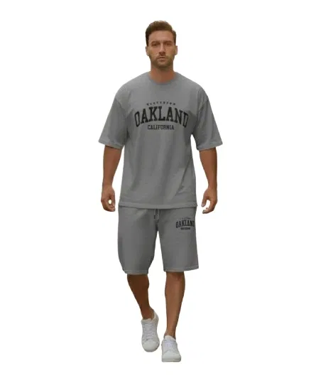 Polyester Printed Co-Ord Set for Men, Grey (XL)