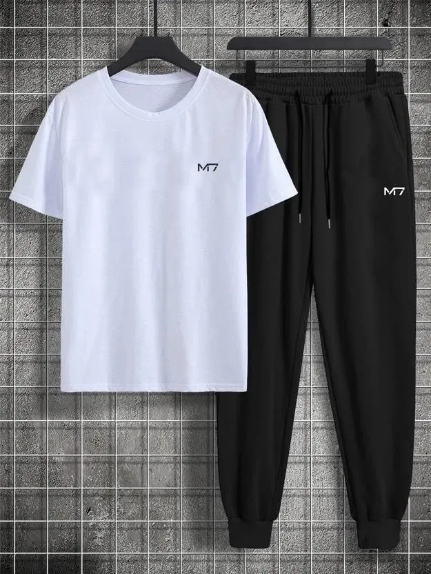 Full length track suit for men (White, M)