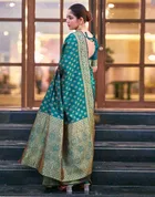 Silk Woven Design Saree for Women, Teal 
