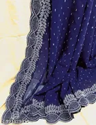 Georgette Embellished Saree for Women, Blue 