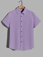 Popcorn Half Sleeves Shirt for Boys (Lavender, 8-9 Years)