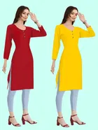 Crepe Solid Kurtis for Women 