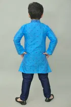 Printed Dupion Silk Kurta and Pajama Set for Boys 