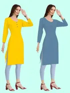 Crepe Solid Kurtis for Women 