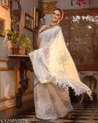 Chanderi Cotton Blend Floral Printed Saree for Women 