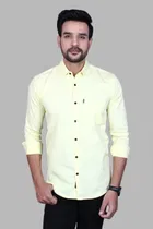 Cotton Blend Solid Shirt for Men, White 