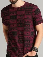 100% Cotton Round Neck Printed T-Shirt for Men 