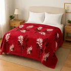 Super Soft Red Flannel Printed Blanket for Winter  1Kg Double Bed Floral 88x90inch