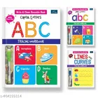 Write & Clean Reusablee Book - Set Of 3 Books - Alphabet Capital Letters, Alphabet Small Letters, And Lines & Curves
