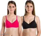 Hosiery Solid Bra for Women & Girls, Multicolour, Pack of 3 