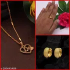 Combo of Alloy Pendant with Ring & 1 Pair Earrings for Women 