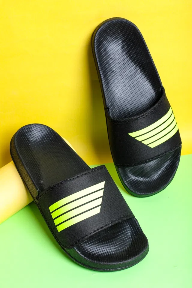 Sliders for Men (Black & Green, 6)