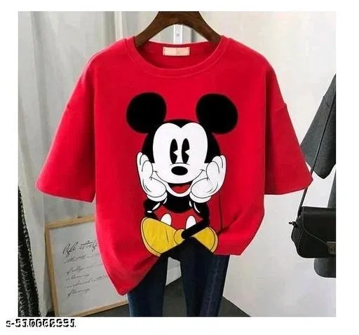 Cotton Blend T-shirt for Women, Red (S)