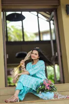 Cotton Blend Printed Kurta with Pant for Women 