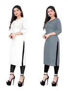 Crepe Solid Kurtis for Women 
