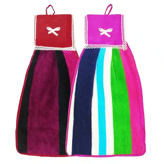 Cotton Hanging Hand Towel (Multicolor, Pack of 2)