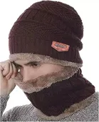 Woolen Cap with Neck Warmer & Hand Gloves for Men & Women 