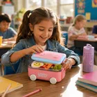 Cute Bus Shape Lunch Box For Kids, With Spoon & Fork 