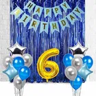 6th Happy Birthday Balloon Decoration,Blue,Set Of 1