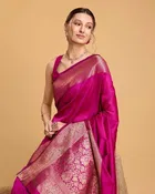 Silk Woven Design Saree for Women, Pink 