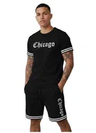 Polyester Printed Co-Ord Set for Men, Black 