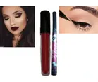 Matte Liquid Gloss with Long Lasting Waterproof Eyeliner (Maroon & Black, Pack of 2)