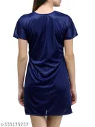 Satin Solid Babydoll for Women, Navy Blue 