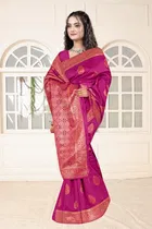 Jacquard Woven Design Saree for Women, Pink 