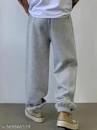 Cotton Blend Solid Trackpant for Men, Grey 