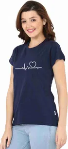 Half Sleeves Printed Round T-Shirt for Women 