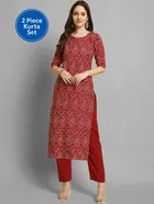 Crepe Bandhani Women's Kurta with Pant Set 