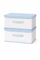 Craft Bazar Multipurpose Foldable Fabric Big Storage Box Set of 2 with Lid and Handle for Clothes, Toys, Wardrobe, Shelf, Bedroom and Home Organization