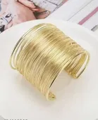 Trendy Wire Layered Stainless Steel Bracelet for Women, Gold