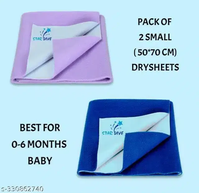 Cotton Mattress Protection Sheet (Purple & Blue, 28x20 inches) (Pack of 2)