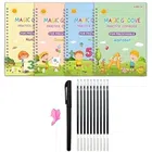 Practice 4 Pcs Copybook with Pen, Grip & 10 Pcs Refill for Kids (Multicolour, Set of 1)