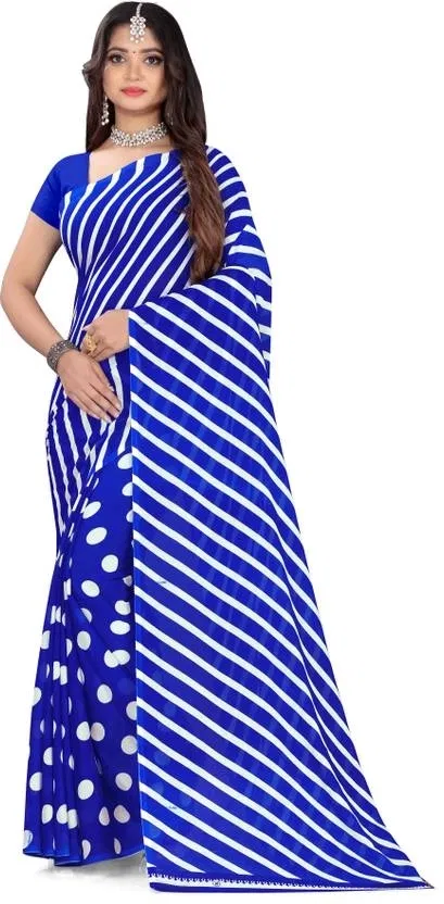 Georgette Printed Saree for Women (Blue)