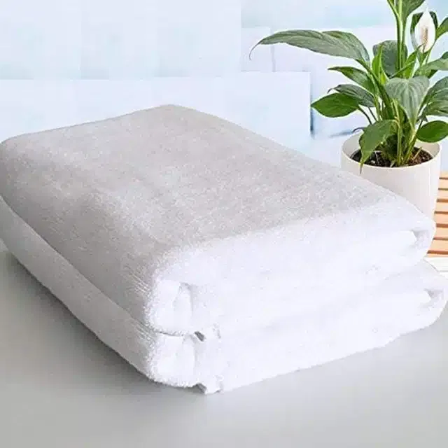 Cotton Super Absorbent Antibacterial Bath Towels (Pack of 2) (White, 60x30 inches)