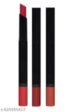 Pack of 3 Matte Lipsticks, Intense Color Pay Off, Full Coverage Long Lasting Weightless Velvety Formula