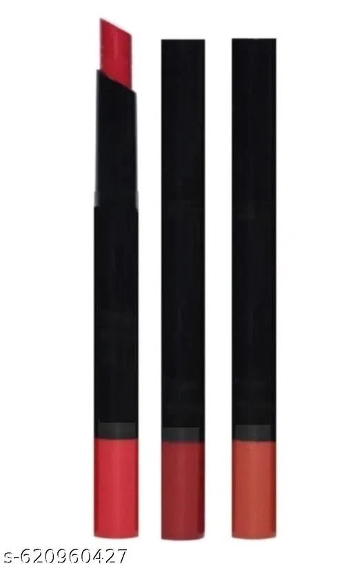 Pack of 3 Matte Lipsticks, Intense Color Pay Off, Full Coverage Long Lasting Weightless Velvety Formula