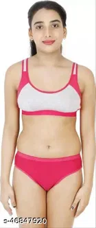 Cotton Blend Solid Lingerie Set for Women 