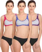 Pibu वीमेन कॉटन ब्रा पैंटी सेट 