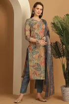 Cotton Blend Printed Kurti with Bottom & Dupatta Set for Women 