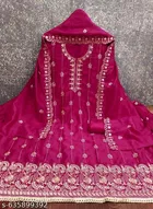 Vichitra Silk Embroidered Punjabi/All Over Suits for Women 