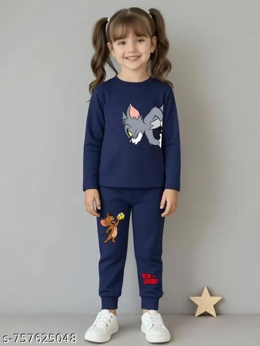 Cotton Blend Clothing Set for Girls, Navy Blue (12-18 Months)