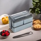 KS Premium Quality Plastic Lunch Box Tiffin Box 3 Containers Lunch Box 
