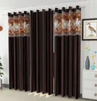 Polyester Curtains for Door (Brown, 7 Feet) (Pack of 3)